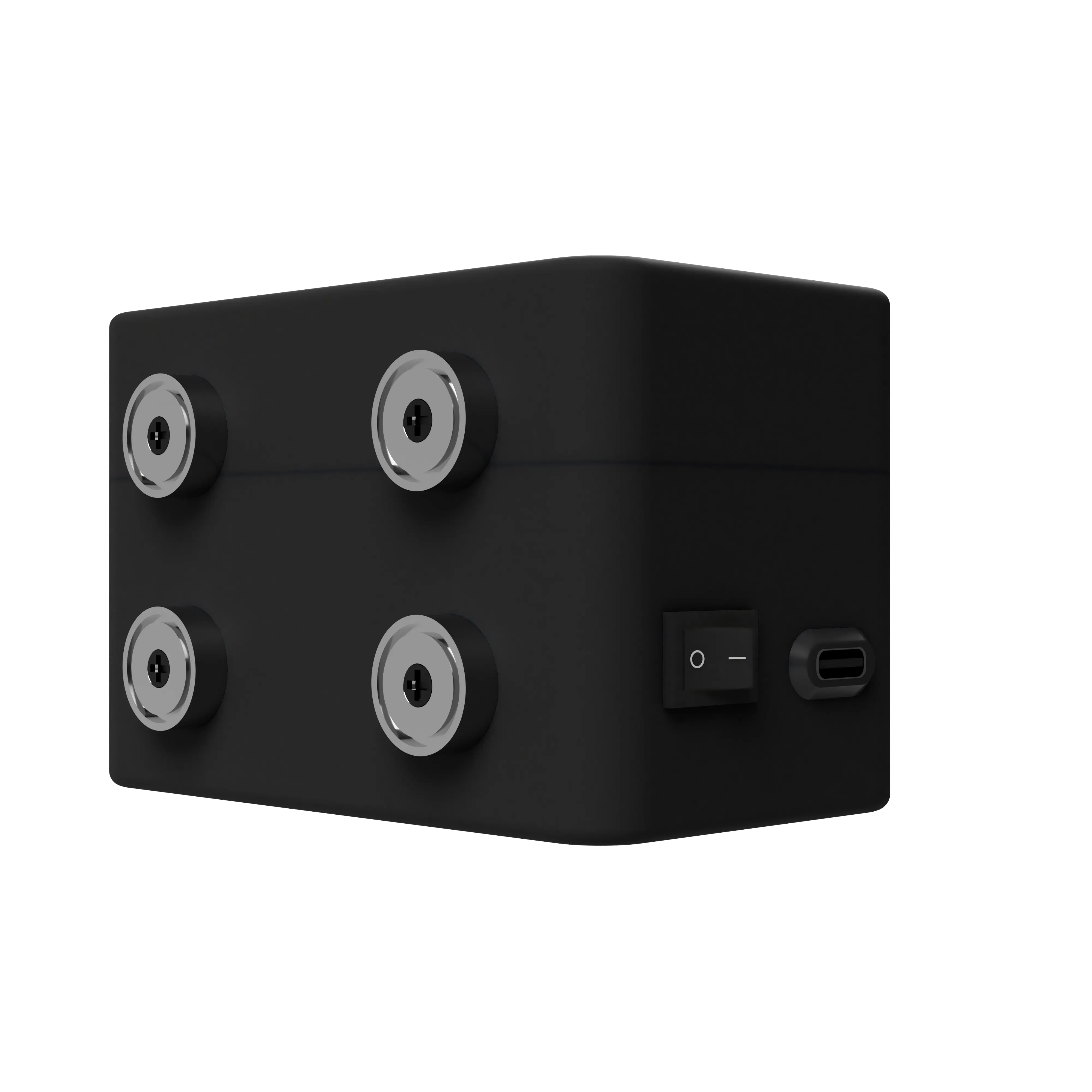 Render lateral del encoder GenosLift con guía de cuerda y puerto USB-C