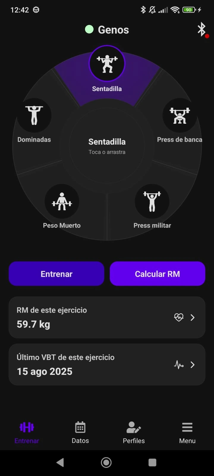App GenosLift - pantalla principal